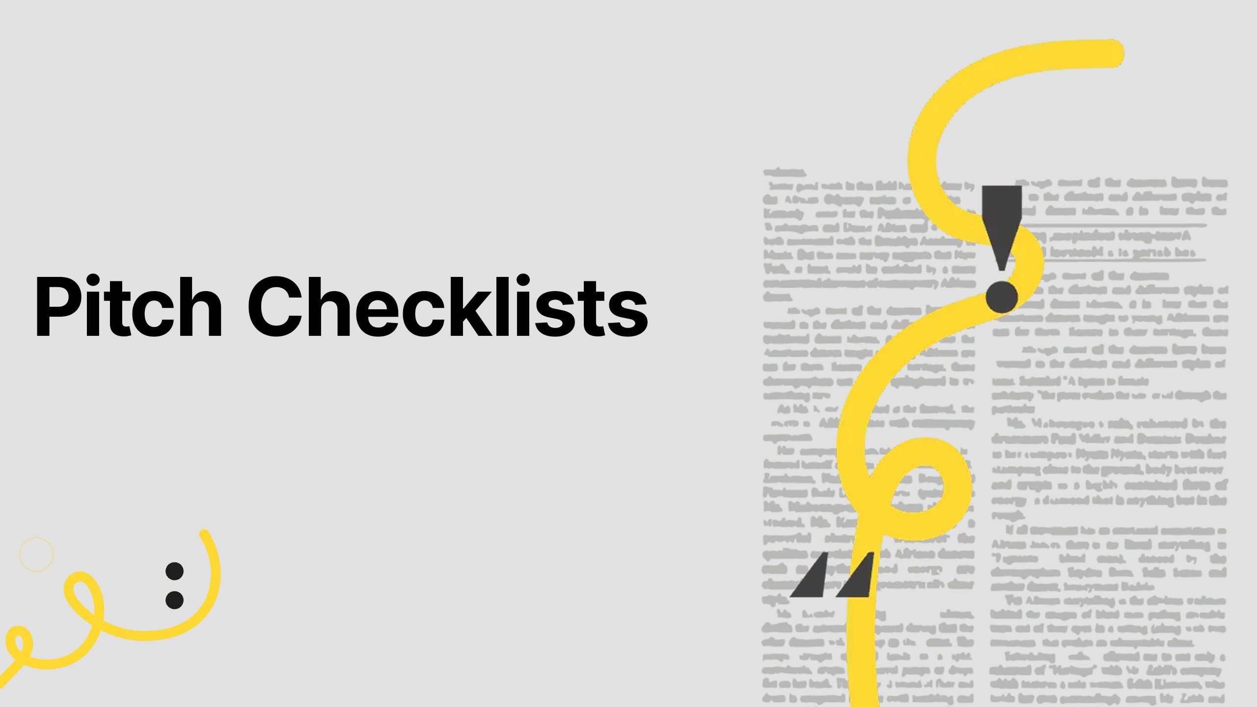 Pitch Checklists Pitch Checklists
